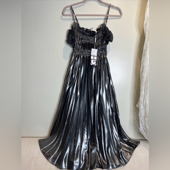 Free People Georgia Hardinge Siren Metallics Silver Midi Dress - Picture 5 of 8